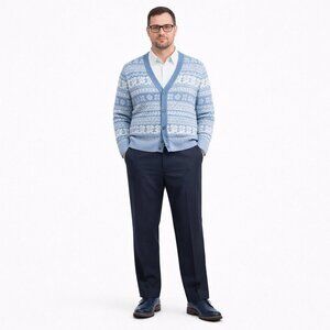 Haggar Cool 18 Pro Slim Fit Dress Pants Men Navy Blue Classic Flat Front 36x32